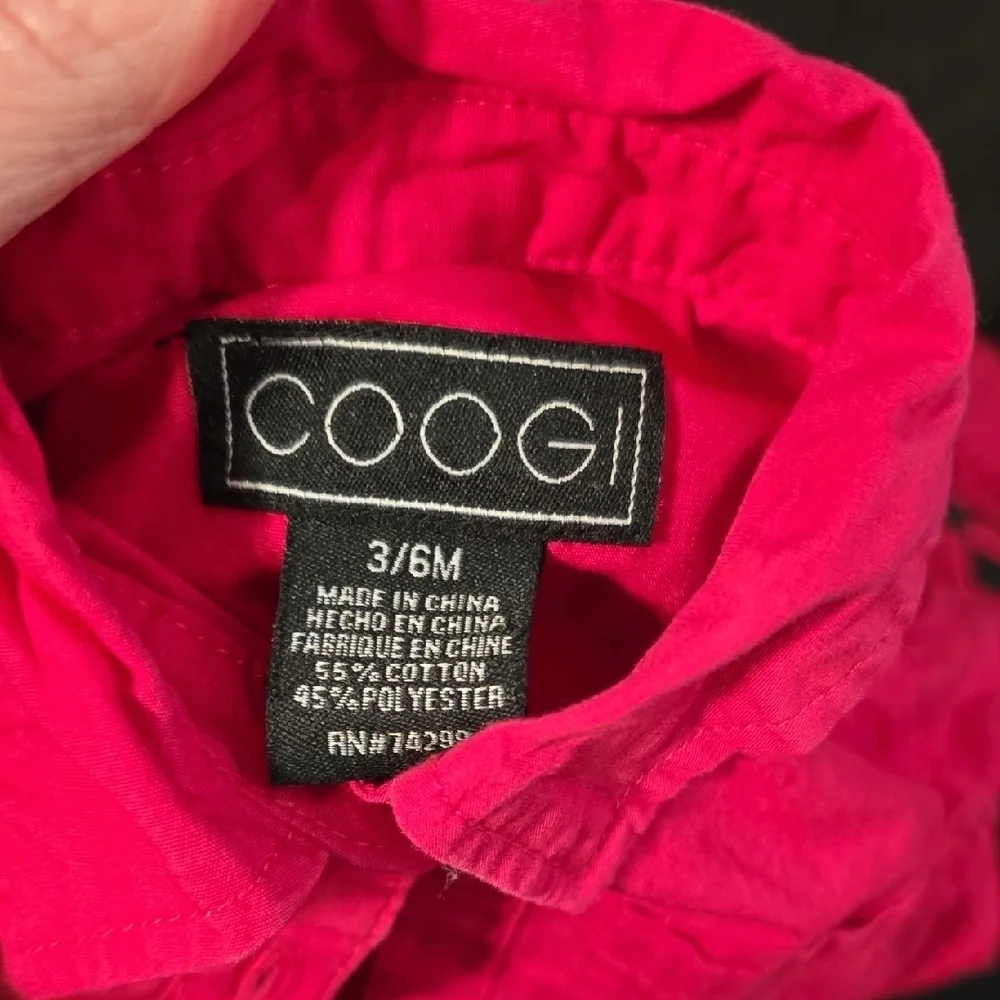 COOGI Pink Button-Up Jacket with Black Stripes
